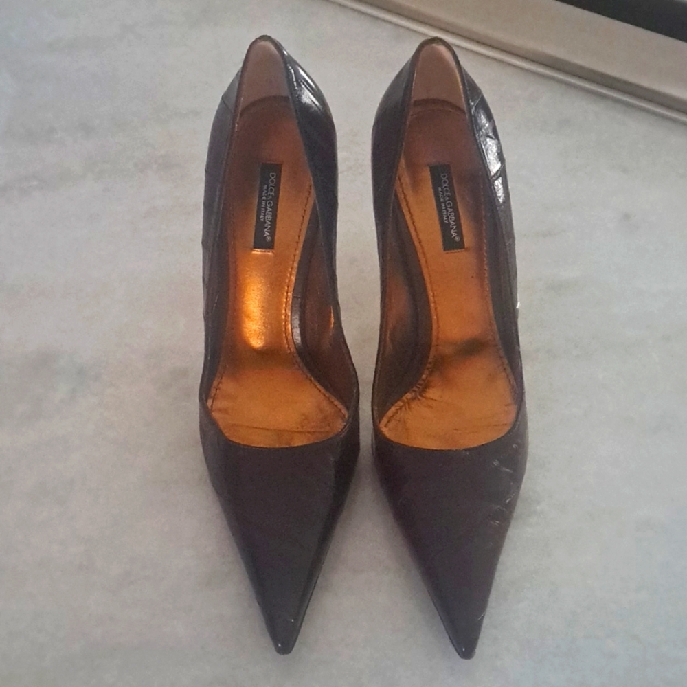 Dolce & Gabbana Burgundy Brown Classic Pointed ToePump Stiletto Heels